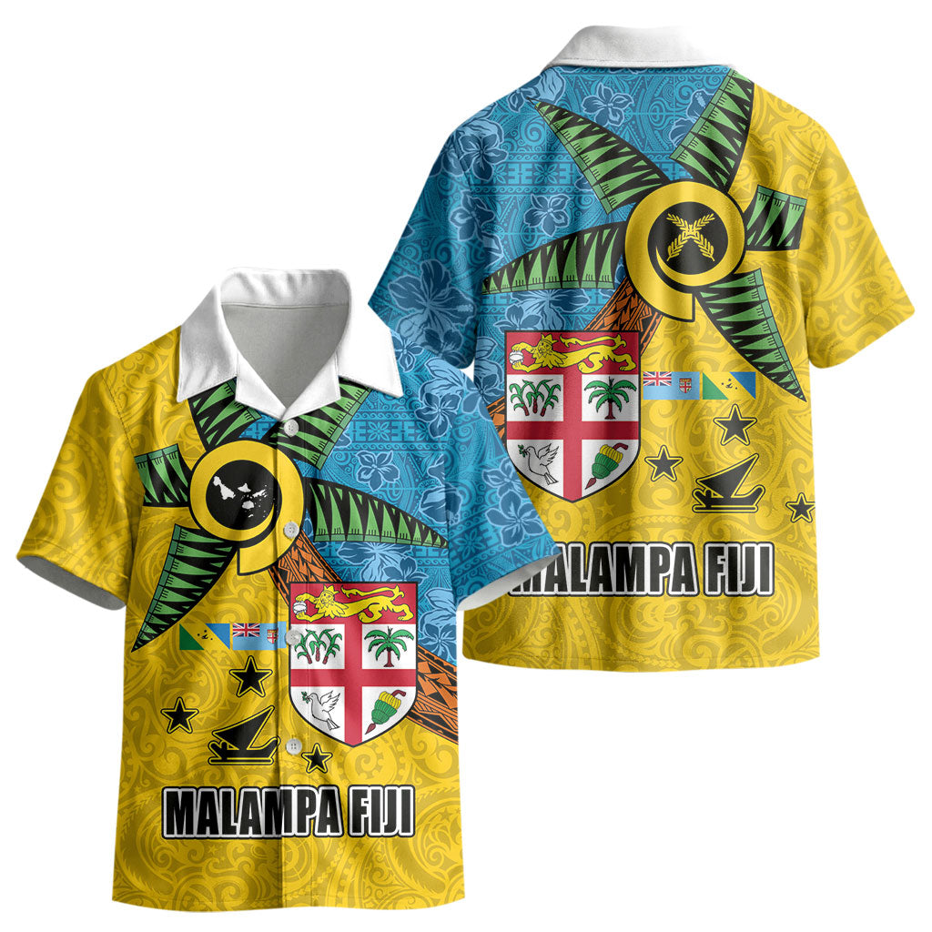 Malampa Fiji Day Kid Hawaiian Shirt Tapa and Melanesian Patterns with Coat of Arms