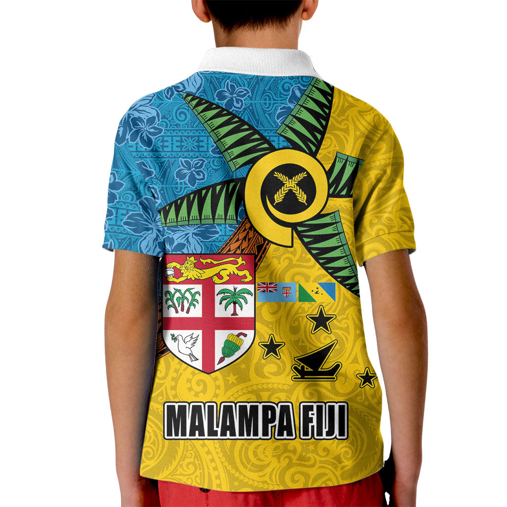Malampa Fiji Day Kid Polo Shirt Tapa and Melanesian Patterns with Coat of Arms