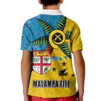 Malampa Fiji Day Kid Polo Shirt Tapa and Melanesian Patterns with Coat of Arms