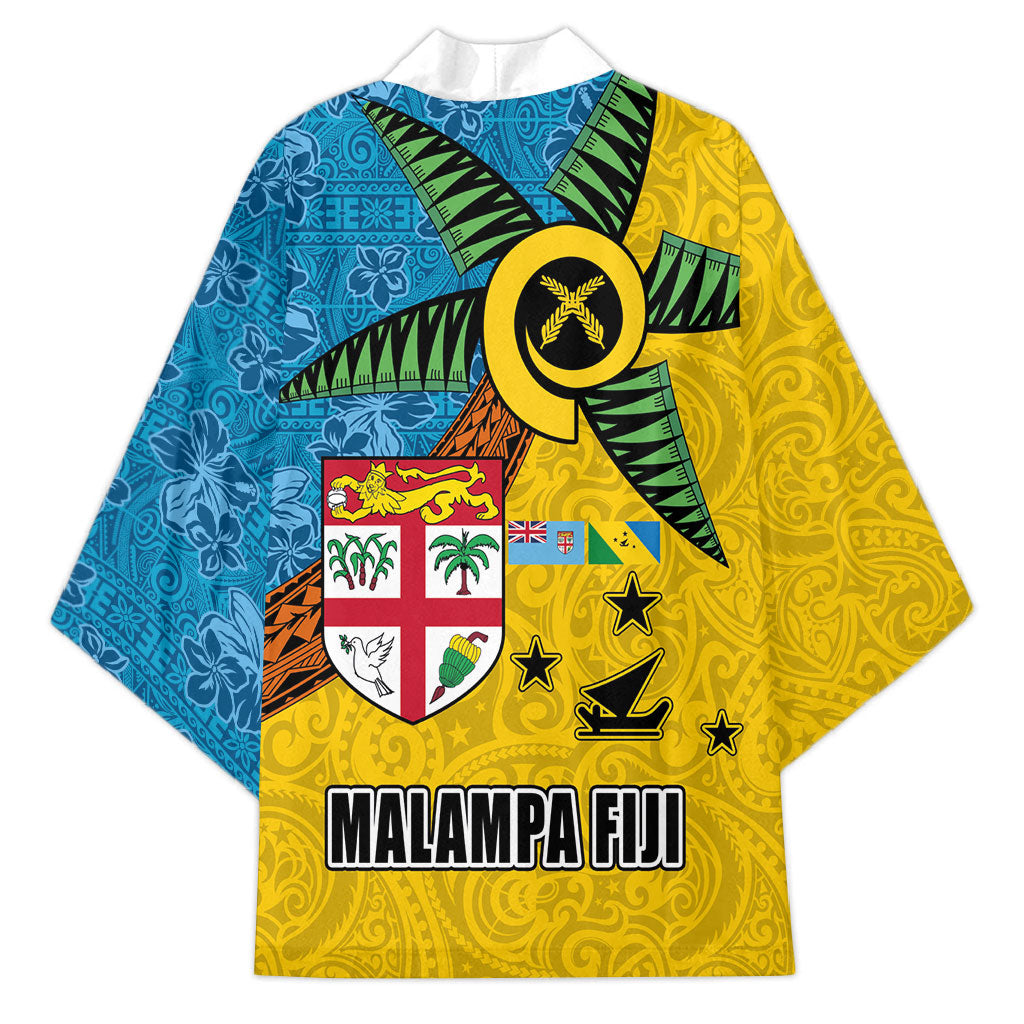Malampa Fiji Day Kimono Tapa and Melanesian Patterns with Coat of Arms
