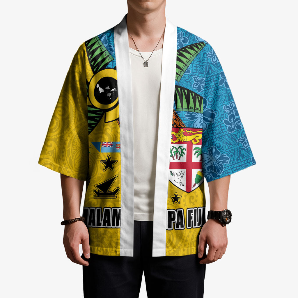 Malampa Fiji Day Kimono Tapa and Melanesian Patterns with Coat of Arms