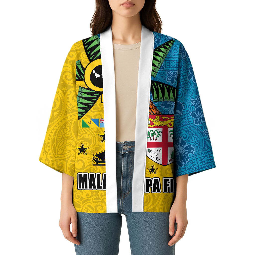 Malampa Fiji Day Kimono Tapa and Melanesian Patterns with Coat of Arms