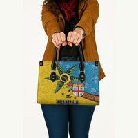Malampa Fiji Day Leather Bag Tapa and Melanesian Patterns with Coat of Arms