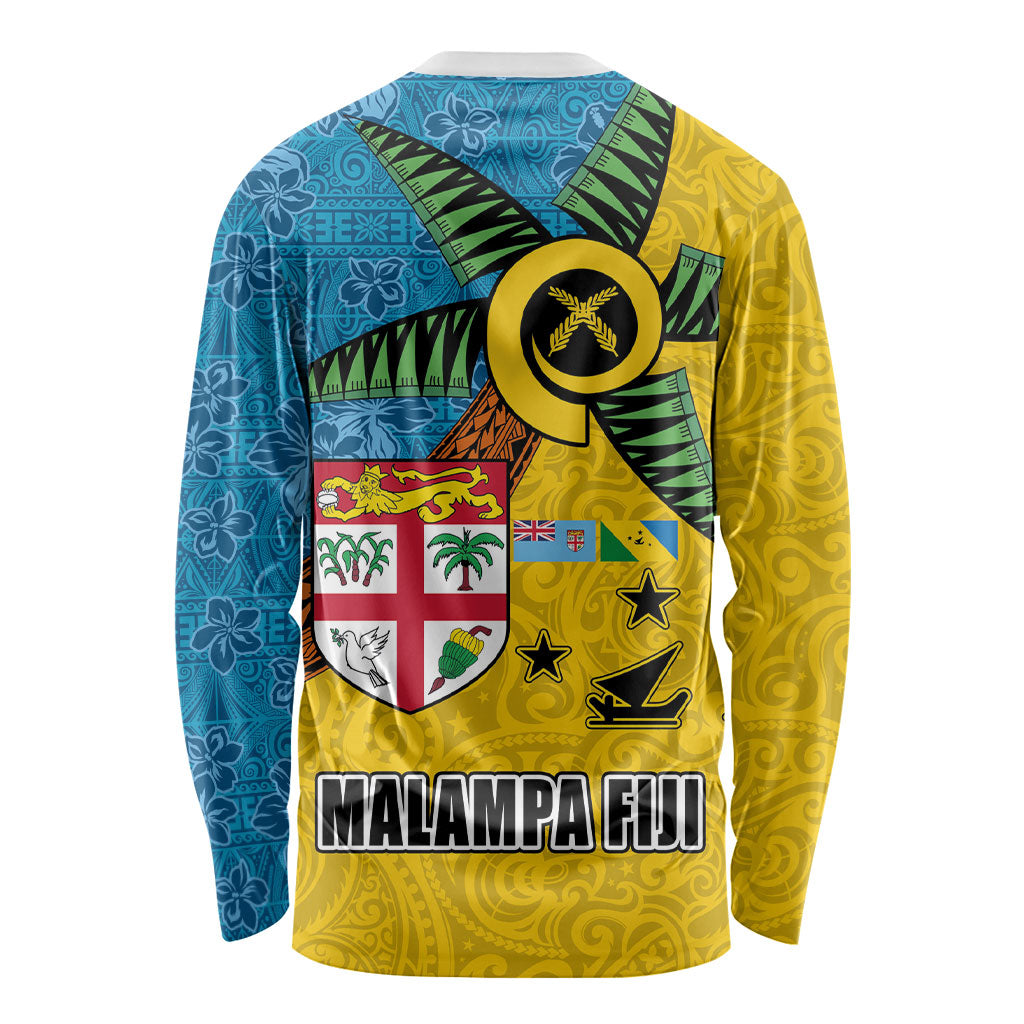 Malampa Fiji Day Long Sleeve Shirt Tapa and Melanesian Patterns with Coat of Arms