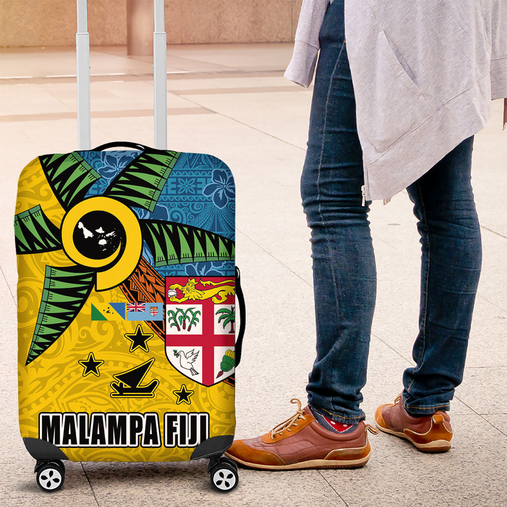 Malampa Fiji Day Luggage Cover Tapa and Melanesian Patterns with Coat of Arms