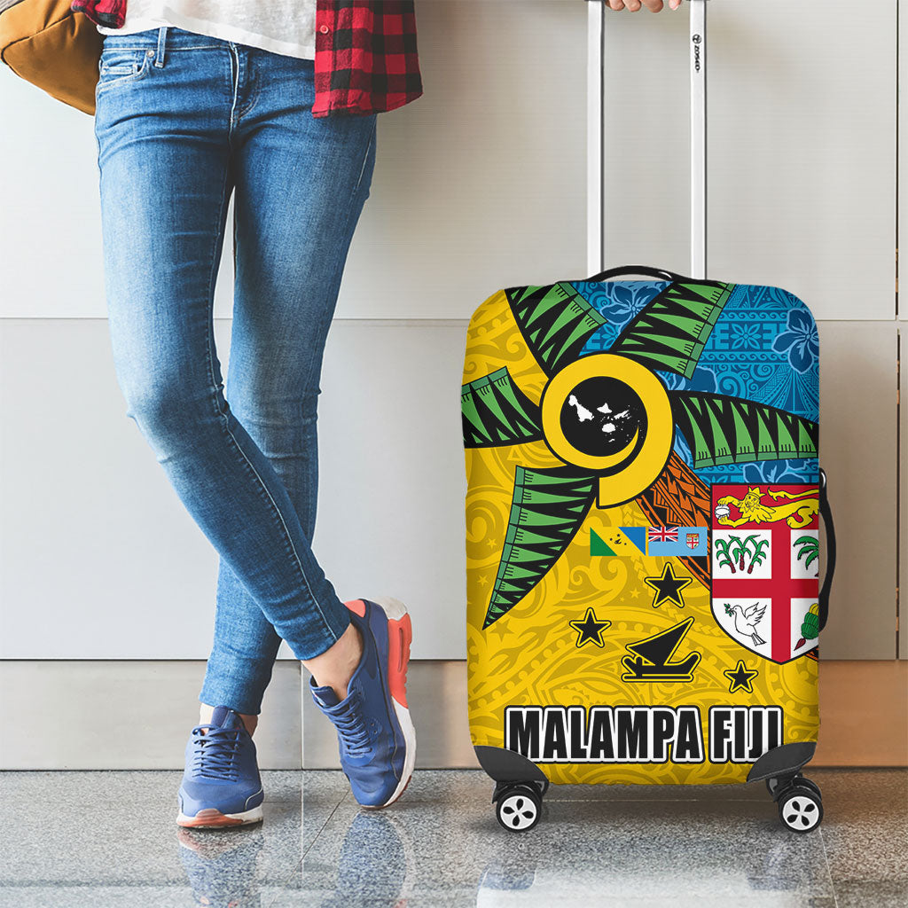 Malampa Fiji Day Luggage Cover Tapa and Melanesian Patterns with Coat of Arms