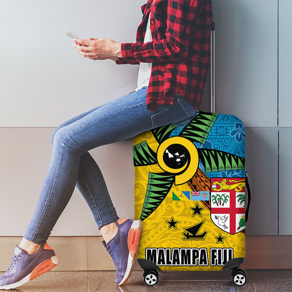 Malampa Fiji Day Luggage Cover Tapa and Melanesian Patterns with Coat of Arms