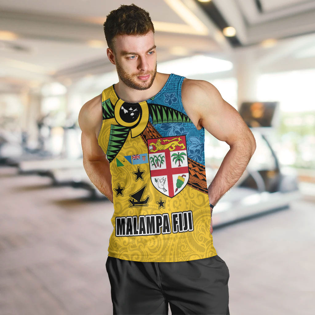 Malampa Fiji Day Men Tank Top Tapa and Melanesian Patterns with Coat of Arms