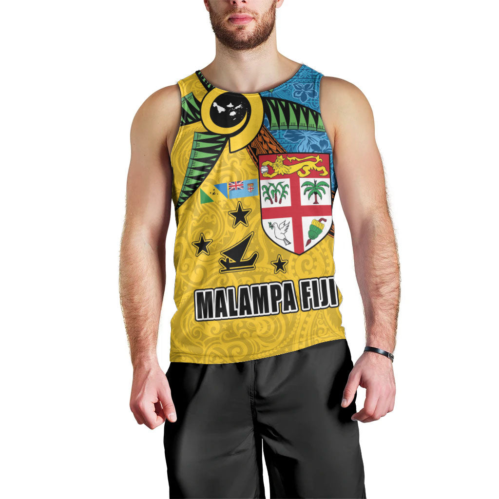Malampa Fiji Day Men Tank Top Tapa and Melanesian Patterns with Coat of Arms