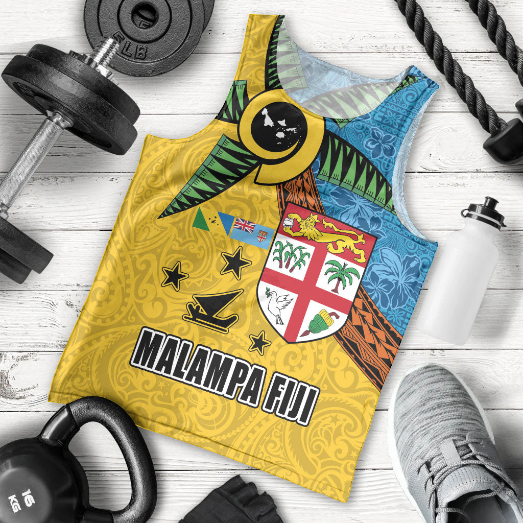 Malampa Fiji Day Men Tank Top Tapa and Melanesian Patterns with Coat of Arms