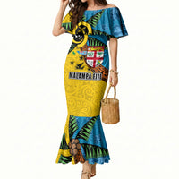 Malampa Fiji Day Mermaid Dress Tapa and Melanesian Patterns with Coat of Arms