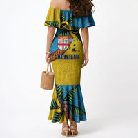 Malampa Fiji Day Mermaid Dress Tapa and Melanesian Patterns with Coat of Arms