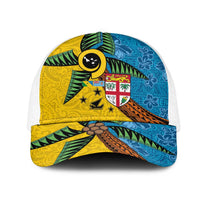 Malampa Fiji Day Mesh Trucker Cap Tapa and Melanesian Patterns with Coat of Arms