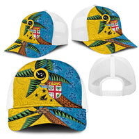 Malampa Fiji Day Mesh Trucker Cap Tapa and Melanesian Patterns with Coat of Arms