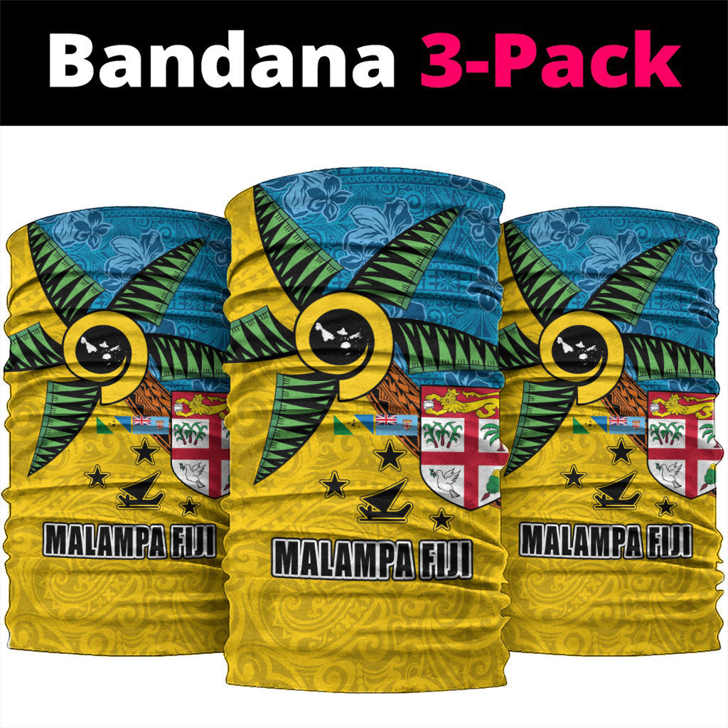 Malampa Fiji Day Neck Gaiter Tapa and Melanesian Patterns with Coat of Arms