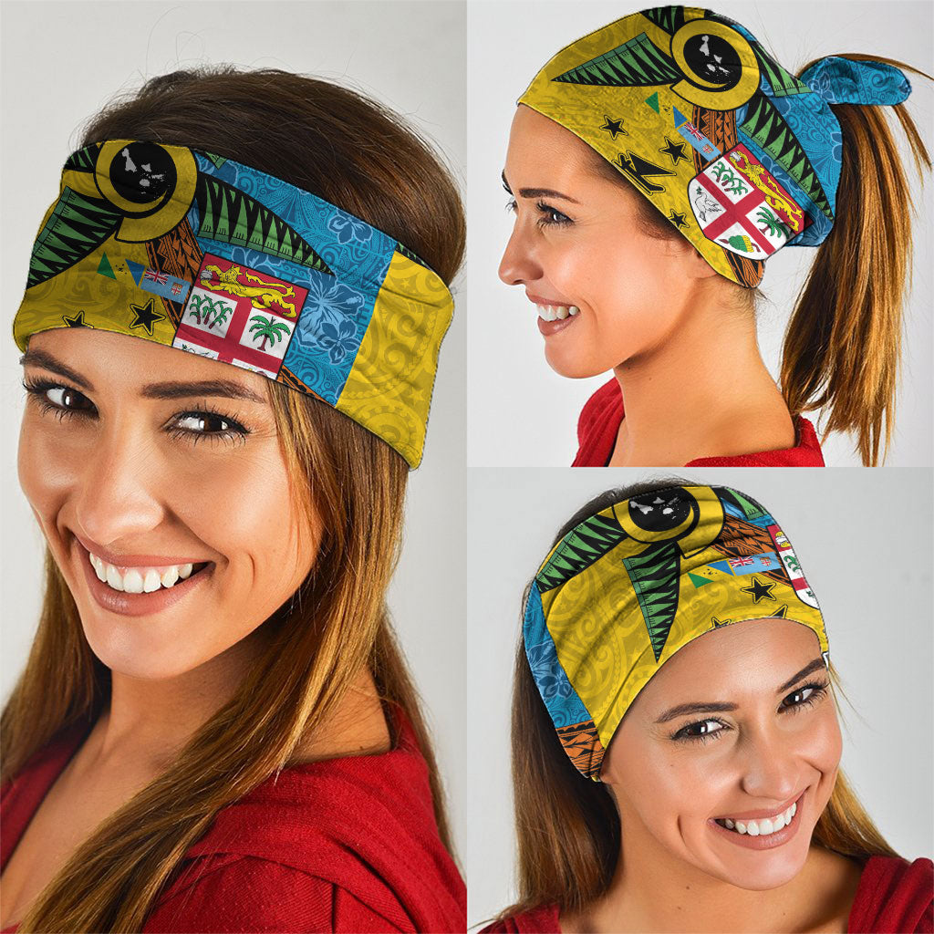 Malampa Fiji Day Neck Gaiter Tapa and Melanesian Patterns with Coat of Arms