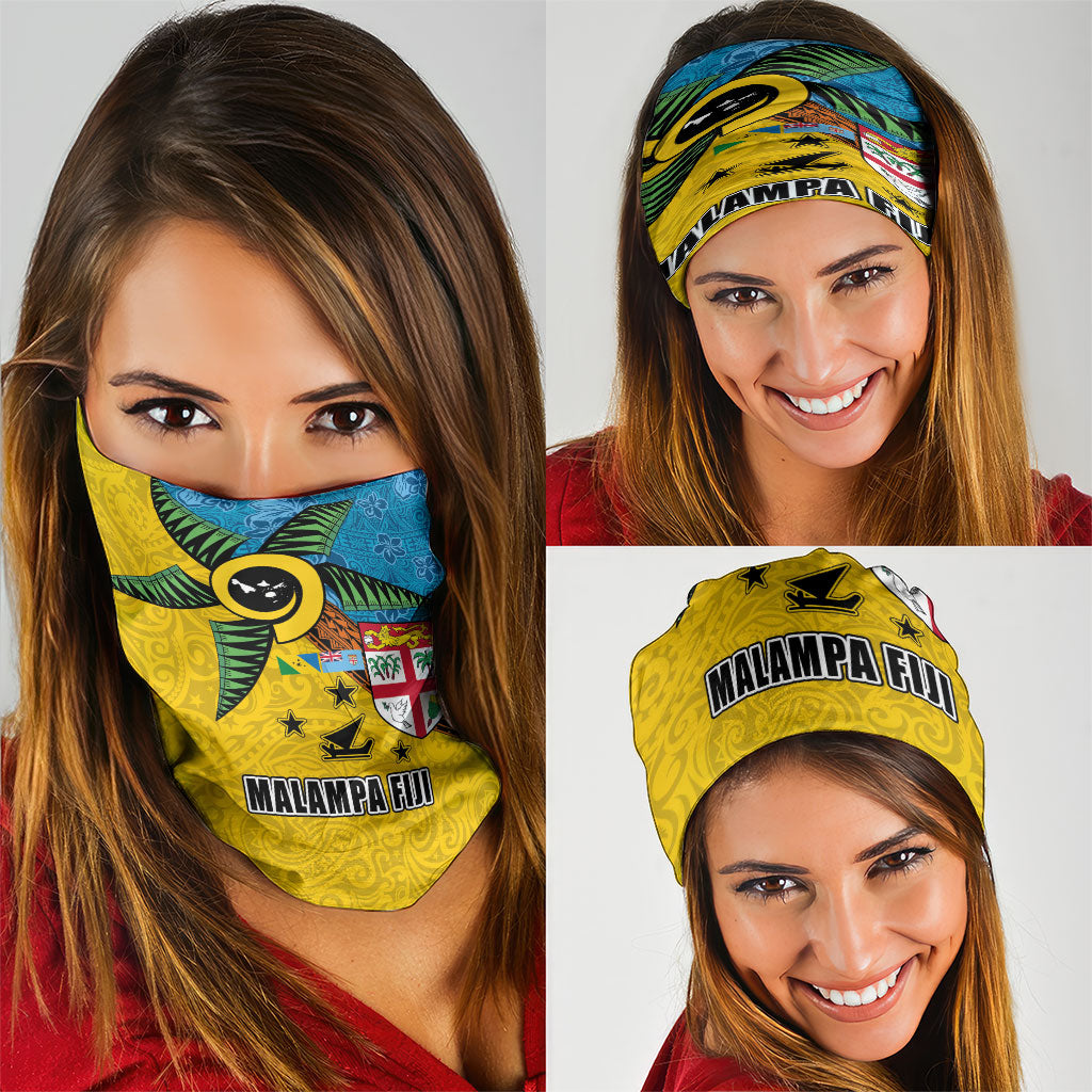 Malampa Fiji Day Neck Gaiter Tapa and Melanesian Patterns with Coat of Arms