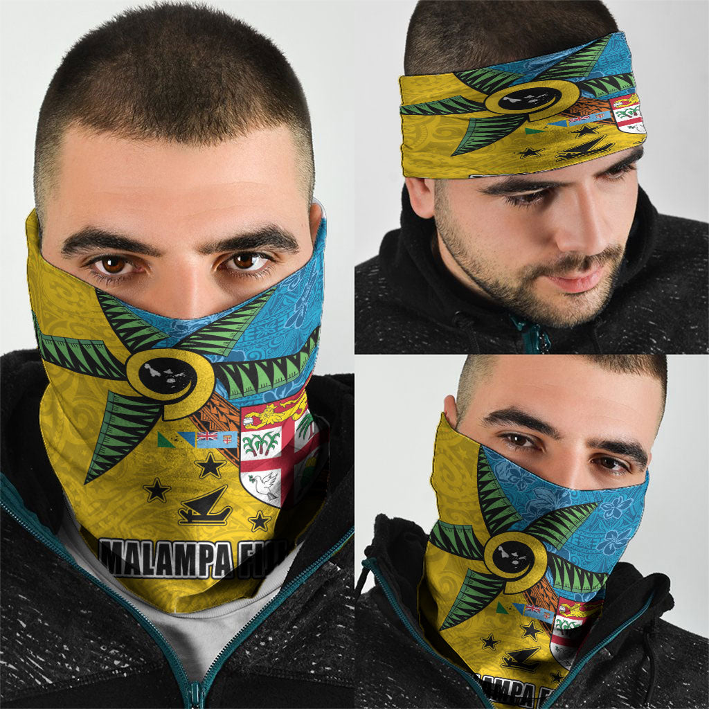 Malampa Fiji Day Neck Gaiter Tapa and Melanesian Patterns with Coat of Arms