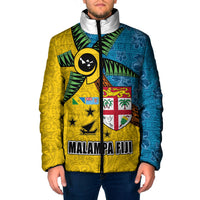 Malampa Fiji Day Padded Jacket Tapa and Melanesian Patterns with Coat of Arms
