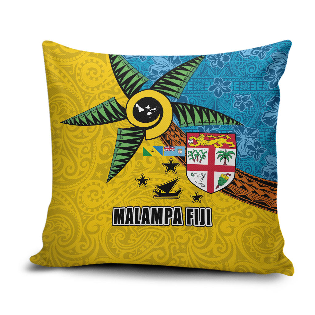 Malampa Fiji Day Pillow Cover Tapa and Melanesian Patterns with Coat of Arms