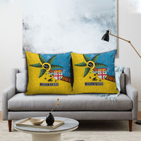 Malampa Fiji Day Pillow Cover Tapa and Melanesian Patterns with Coat of Arms