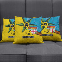 Malampa Fiji Day Pillow Cover Tapa and Melanesian Patterns with Coat of Arms
