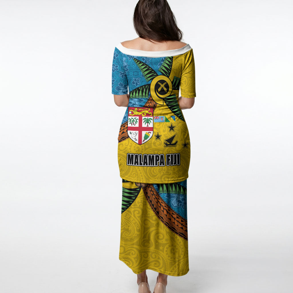 Malampa Fiji Day Puletasi Tapa and Melanesian Patterns with Coat of Arms