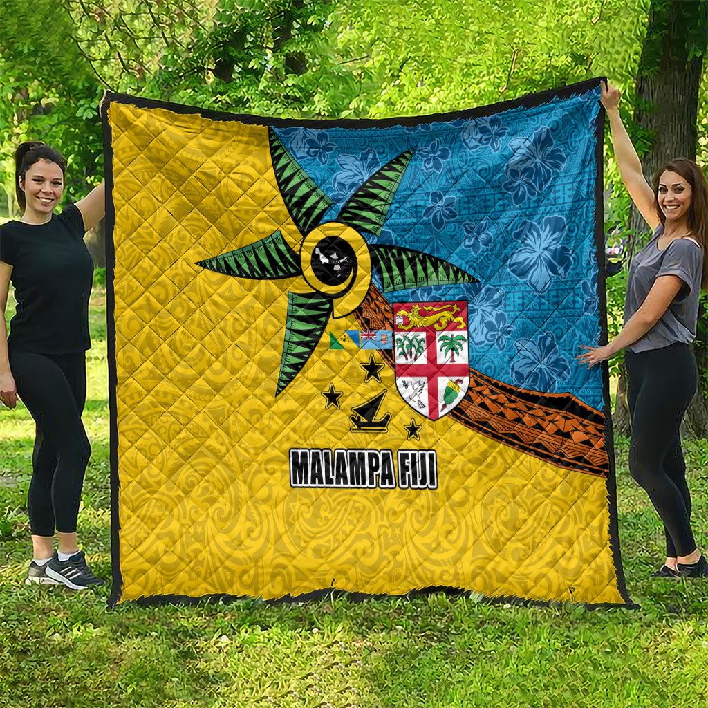 Malampa Fiji Day Quilt Tapa and Melanesian Patterns with Coat of Arms