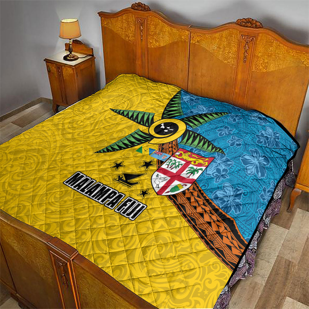 Malampa Fiji Day Quilt Tapa and Melanesian Patterns with Coat of Arms