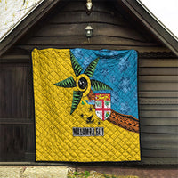 Malampa Fiji Day Quilt Tapa and Melanesian Patterns with Coat of Arms