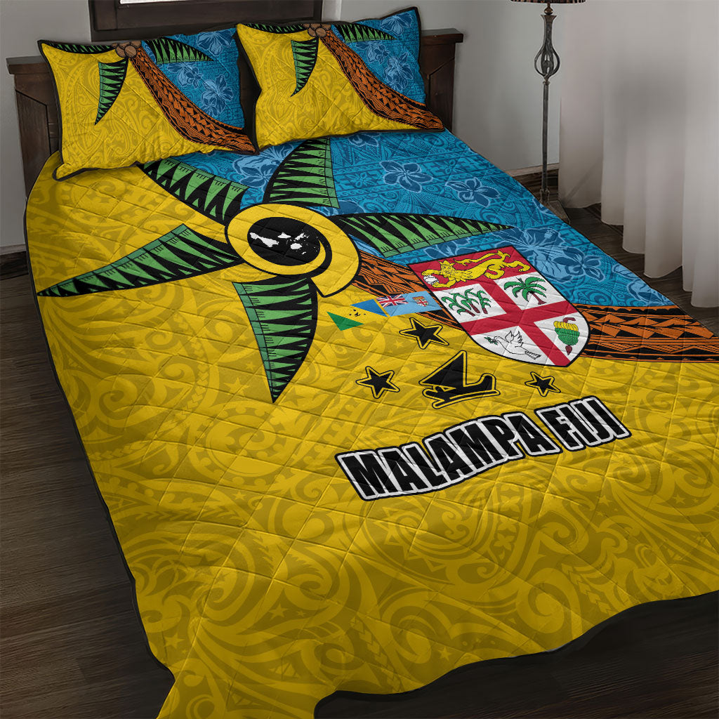 Malampa Fiji Day Quilt Bed Set Tapa and Melanesian Patterns with Coat of Arms