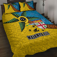 Malampa Fiji Day Quilt Bed Set Tapa and Melanesian Patterns with Coat of Arms