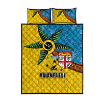 Malampa Fiji Day Quilt Bed Set Tapa and Melanesian Patterns with Coat of Arms