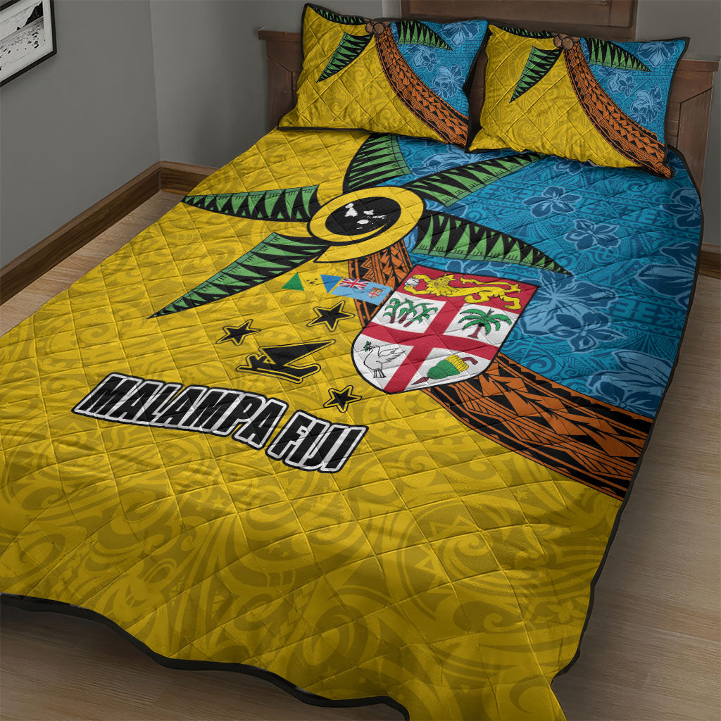 Malampa Fiji Day Quilt Bed Set Tapa and Melanesian Patterns with Coat of Arms