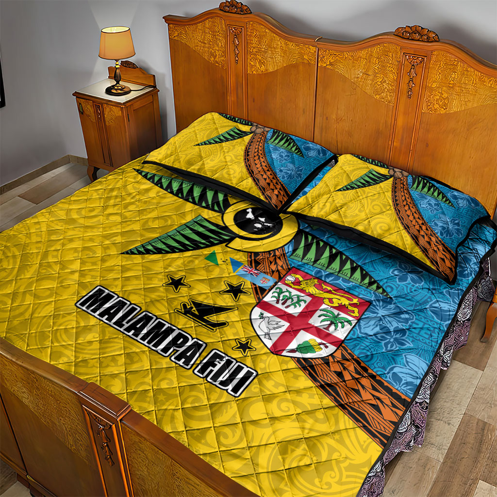 Malampa Fiji Day Quilt Bed Set Tapa and Melanesian Patterns with Coat of Arms