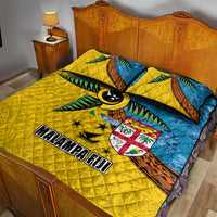 Malampa Fiji Day Quilt Bed Set Tapa and Melanesian Patterns with Coat of Arms