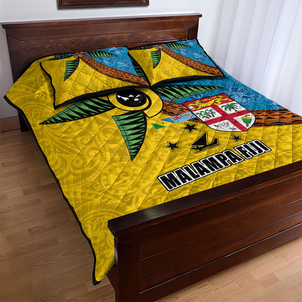 Malampa Fiji Day Quilt Bed Set Tapa and Melanesian Patterns with Coat of Arms