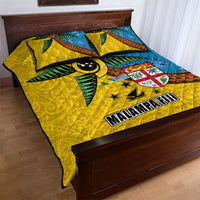 Malampa Fiji Day Quilt Bed Set Tapa and Melanesian Patterns with Coat of Arms