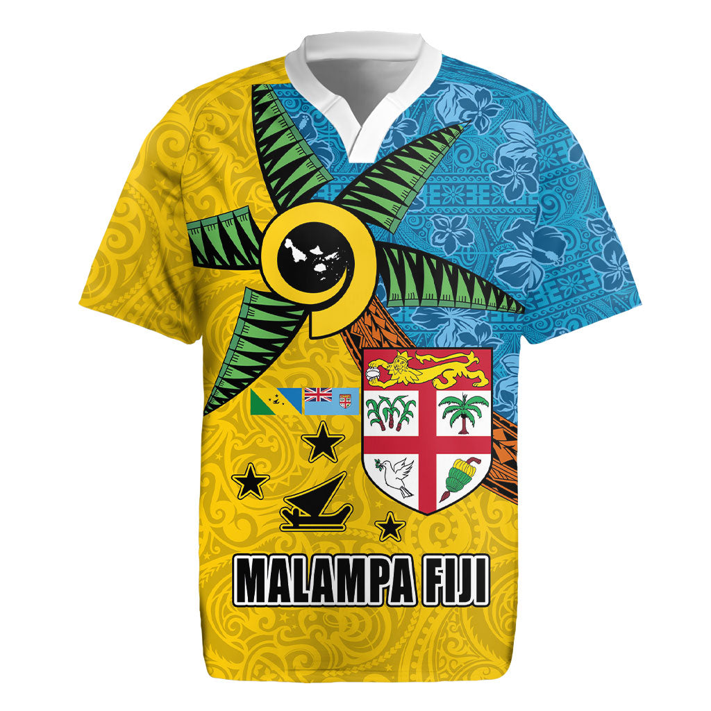 Malampa Fiji Day Rugby Jersey Tapa and Melanesian Patterns with Coat of Arms