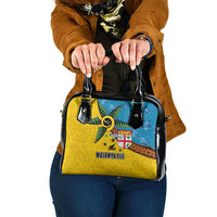 Malampa Fiji Day Shoulder Handbag Tapa and Melanesian Patterns with Coat of Arms