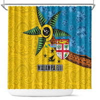 Malampa Fiji Day Shower Curtain Tapa and Melanesian Patterns with Coat of Arms