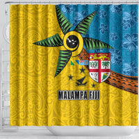 Malampa Fiji Day Shower Curtain Tapa and Melanesian Patterns with Coat of Arms