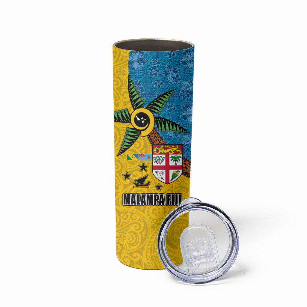 Malampa Fiji Day Skinny Tumbler Tapa and Melanesian Patterns with Coat of Arms