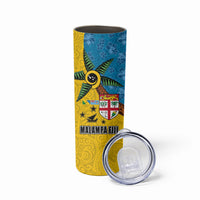 Malampa Fiji Day Skinny Tumbler Tapa and Melanesian Patterns with Coat of Arms