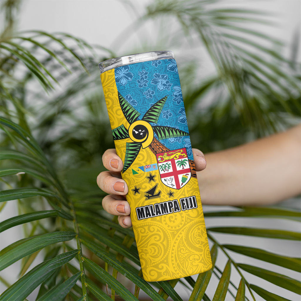 Malampa Fiji Day Skinny Tumbler Tapa and Melanesian Patterns with Coat of Arms