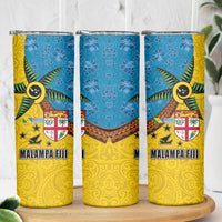 Malampa Fiji Day Skinny Tumbler Tapa and Melanesian Patterns with Coat of Arms