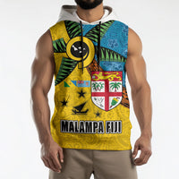 Malampa Fiji Day Sleeveless Hoodie Tapa and Melanesian Patterns with Coat of Arms
