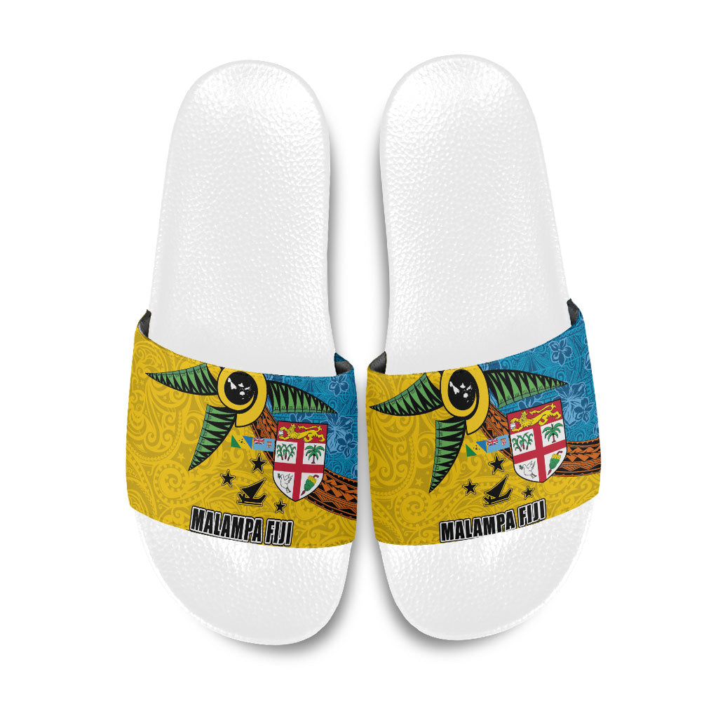 Malampa Fiji Day Slide Sandals Tapa and Melanesian Patterns with Coat of Arms