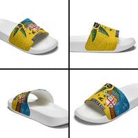 Malampa Fiji Day Slide Sandals Tapa and Melanesian Patterns with Coat of Arms