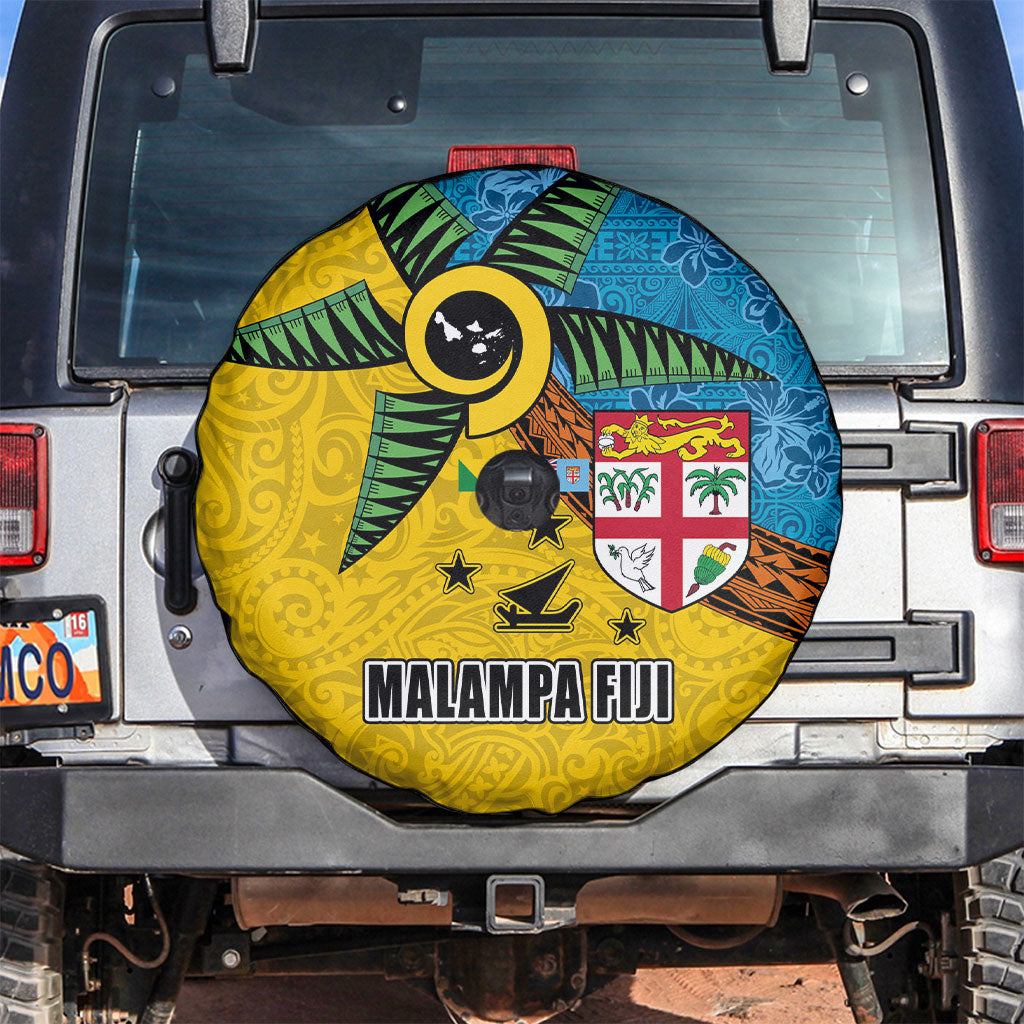 Malampa Fiji Day Spare Tire Cover Tapa and Melanesian Patterns with Coat of Arms